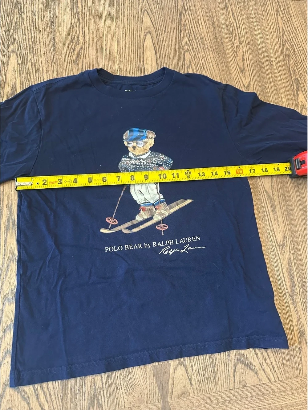 Youth Polo Bear by Ralph Lauren Navy Blue Ski Bear Graphic T-Shirt Medium 10-12